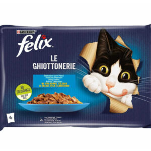 Purina Felix Le Chiottonerie Υγρή Τροφή Γάτας σε Φακελάκι με Σολομός / Τόνος σε Ζελέ 85gr 4τμχ