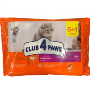 Club 4 Paws Premium σε Φακελάκι με Μοσχάρι 80gr 5τεμ+1τεμ Δώρο